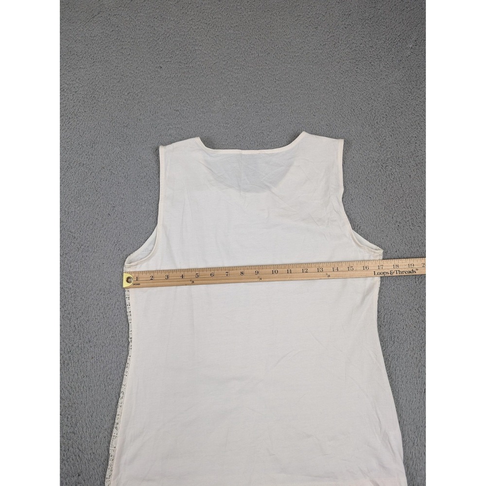 Ann Taylor Tank Top Womens Medium Petite Ivory Lace Overlay Lined Sleeveless‎ - Picture 9 of 10